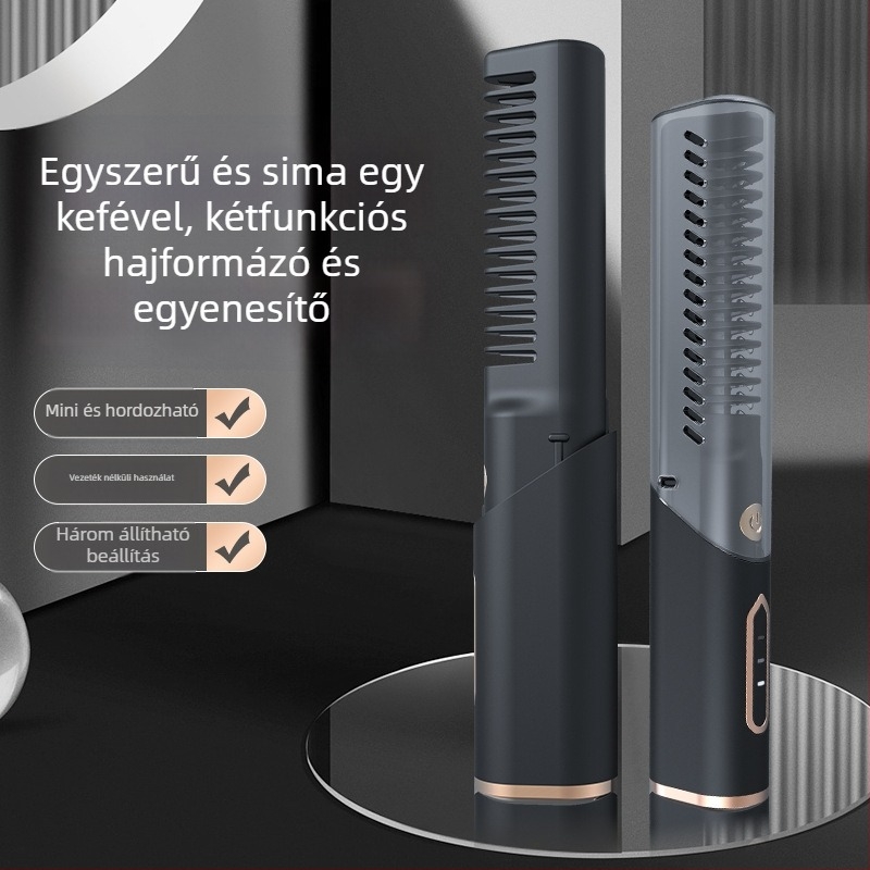 Vezeték nélküli USB töltésű egyenesítő fésű, turmalin-kerámia fűtés, vezető átmérő <15 mm, 45W, 110-220V