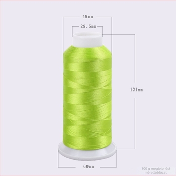 Hímzőfonal 120D/2, poliészter, OEKO-TEX tanúsítvány, számítógépes hímzőgépekhez