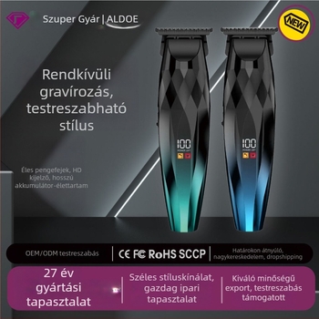 Vezeték nélküli hajvágó beépített 2000–4000 mAh-s akkumulátorral, 6800 rpm kefemotor, rozsdamentes acél pengék, cserélhető mosható vágófej, csendes működés (<36 dB).