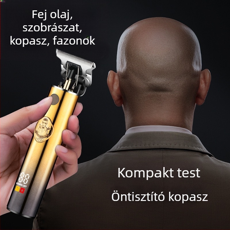 Hajvágó gép brushless motorral, beépített 1000–1200 mAh akkumulátor (1–3 óra üzemidő), leválasztható víz alatti mosáshoz való penge, rozsdamentes acél pengék, alacsony zaj 36–45 dB