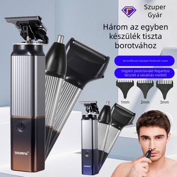 Solimpia elektromos hajvágó és borotválkozó készlet lebegő fejjel, kettős recíprokus fej, orrszőr-trimmel, beépített 500–800 mAh akkumulátor, kefés motor, újratölthető, akár 90 perc működés