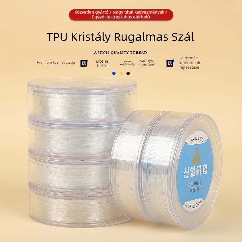 TPU kristályos rugalmas zsinór karkötőhöz, átlátszó gyöngyök, DIY ékszerekhez, erős és kopásálló