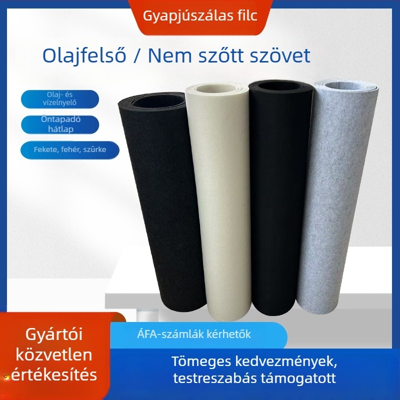 Ragasztó hátlappal ellátott filctextil, poliészter, 200 g/m2, kardolt nemszőtt filc