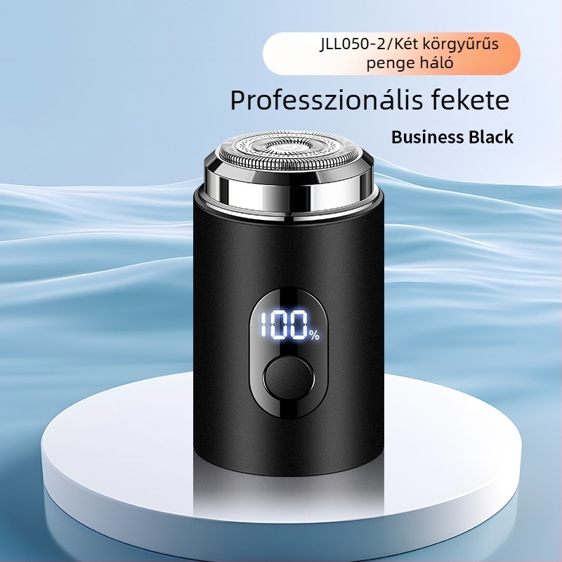 Férfiaknak tervezett elektromos borotva LCD kijelzővel – forgó fej, levehető, mosható fej, beépített akkumulátor, 30–45 perc üzemidő, újratölthető, zajmentes működés