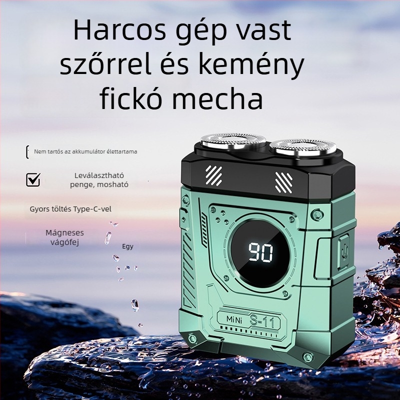 Vízálló, teljes testet mosó elektromos borotva, 2 pengés forgófej, lebegő fej, LED kijelző, beépített akkumulátor, 1 órás töltés, száraz használatra