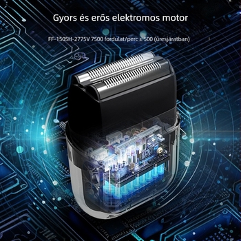PRITECH utazáshoz tervezett elektromos borotva – LED kijelző, szénkefe nélküli motor, 1 vágófej, teljes test öblíthető, beépített akkumulátor, USB táplálás, üzemidő akár 120 perc