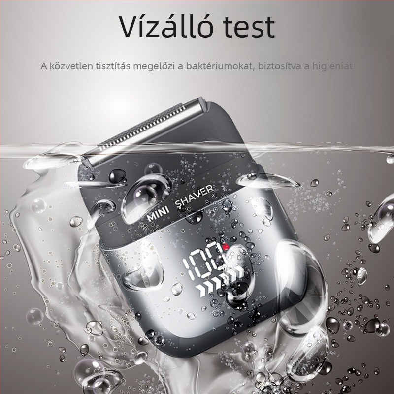 PRITECH utazáshoz tervezett elektromos borotva – LED kijelző, szénkefe nélküli motor, 1 vágófej, teljes test öblíthető, beépített akkumulátor, USB táplálás, üzemidő akár 120 perc
