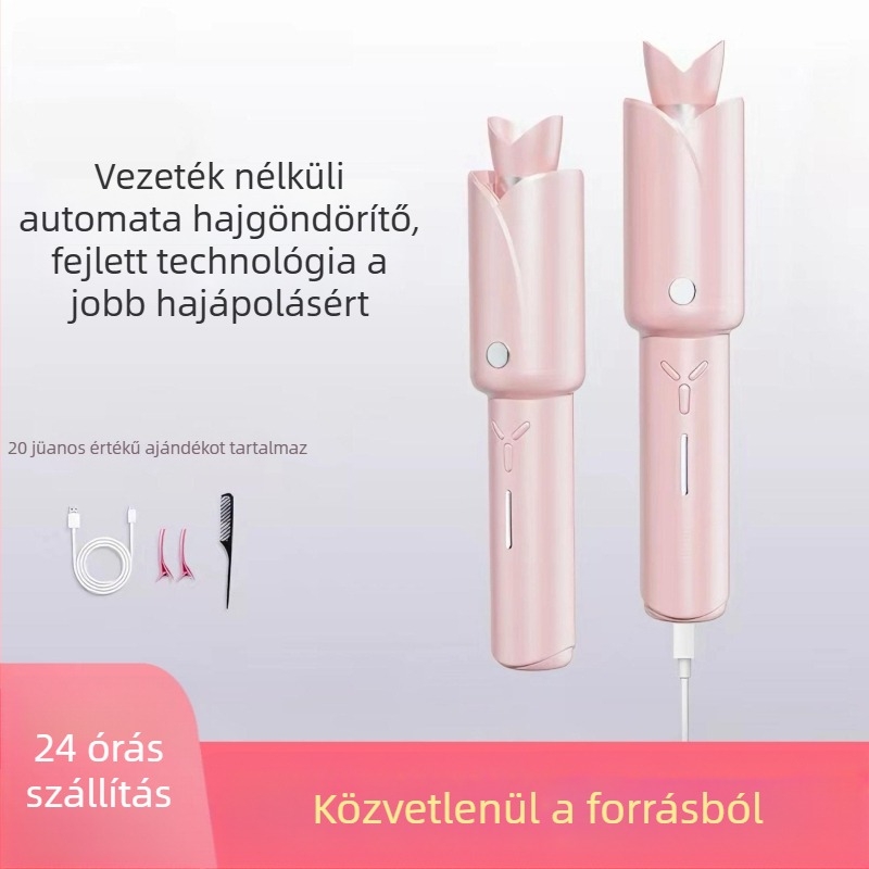 Vezeték nélküli automata göndörítő titan-turmalin bevonattal, 42W, 12V, 10 fokozat hőmérséklet-szabályozás