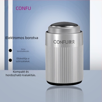 Elektromos borotva forgó fejjel, beépített 300–500 mAh akkumulátor, újratölthető, üzemidő akár 60 perc.
