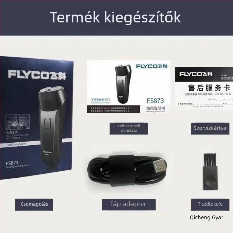 Kétfejes borotva, teljesen mosható, újratölthető, intelligens töltés kijelzővel