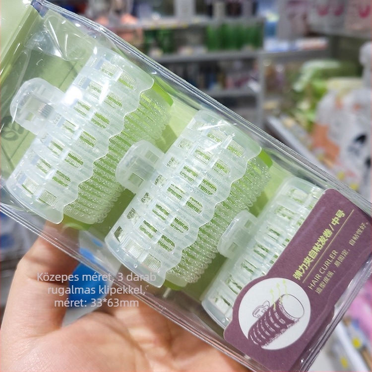 Göndörítő hajklipsz rollerrel — öntapadós, műanyag/gyanta anyag, frufru számára