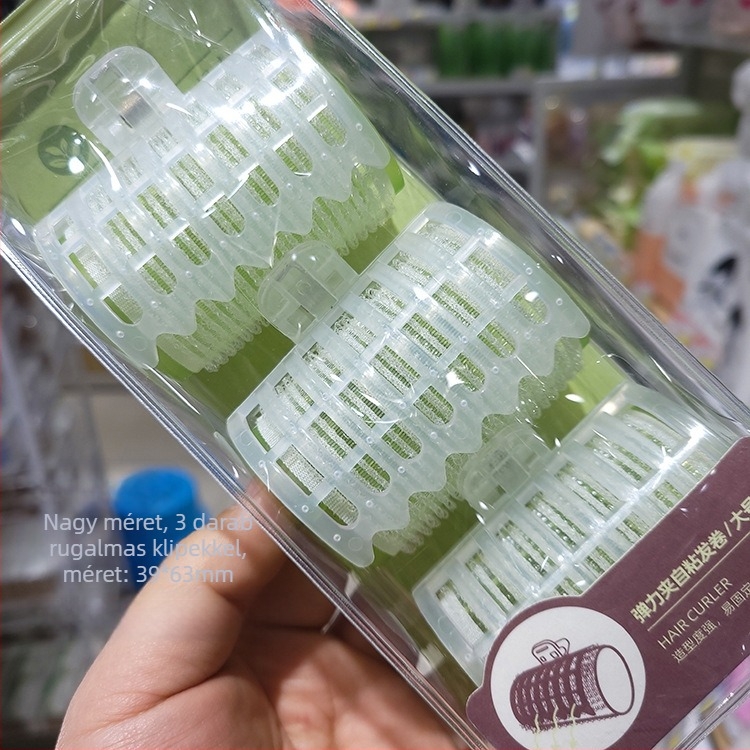 Göndörítő hajklipsz rollerrel — öntapadós, műanyag/gyanta anyag, frufru számára