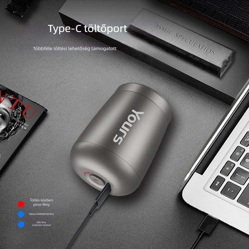 Yongri mini elektromos borotva 1 forgó fejjel, beépített akkumulátor 100-300 mAh, újratölthető, üzemidő 45-60 perc, mosható penge