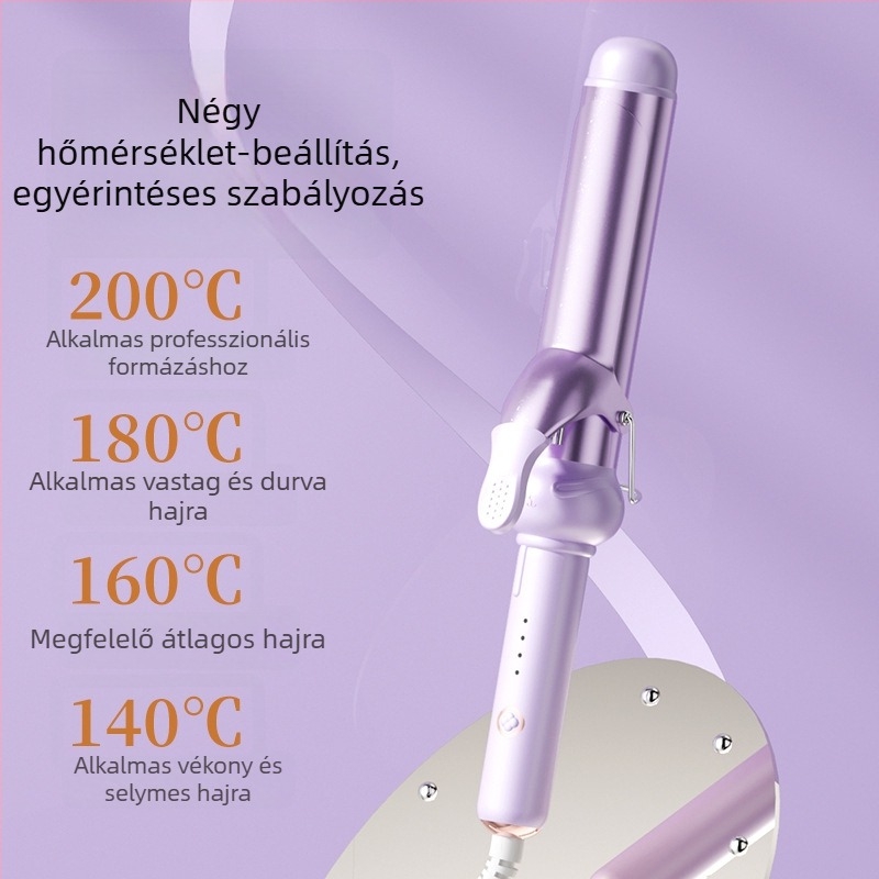 Nagy hullámú hajgöndörítővas – belső és külső görbítés, titán-turmalin bevonat, 15 hőmérséklet-szint, 25W, 220V