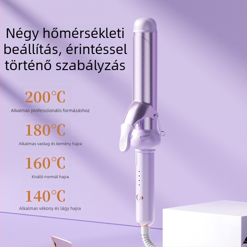 Nagy hullámú hajgöndörítővas – belső és külső görbítés, titán-turmalin bevonat, 15 hőmérséklet-szint, 25W, 220V