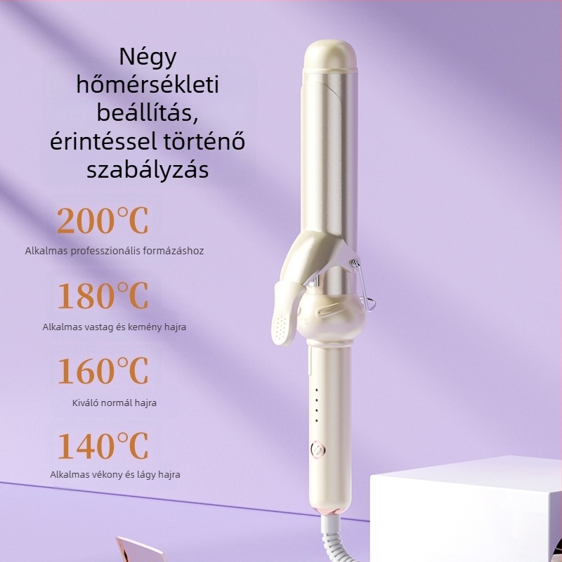 Nagy hullámú hajgöndörítővas – belső és külső görbítés, titán-turmalin bevonat, 15 hőmérséklet-szint, 25W, 220V
