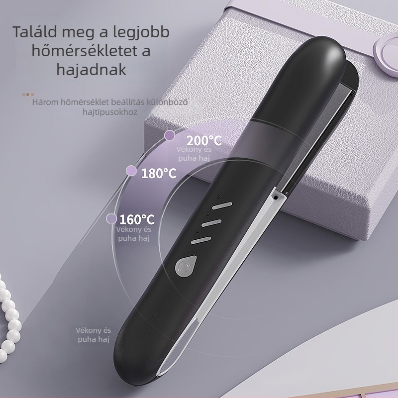 Vezeték nélküli, kettős funkciójú hajvasaló és göndörítő, turmalin-kerámiás melegítés, 15 hőmérséklet-szint, nedves és száraz hajhoz