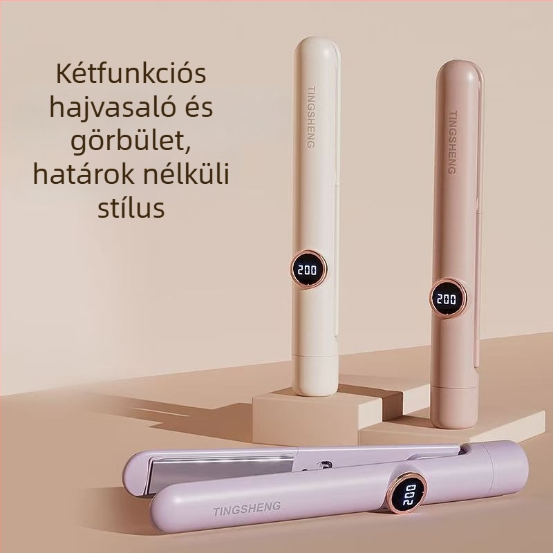 2 az 1-ben hajformázó és göndörítő vas digitális kijelzővel, turmalin kerámiás lemezekkel, nedves és száraz hajra, 220V 25W