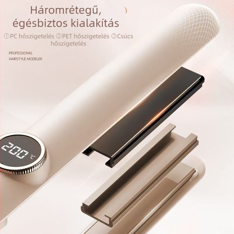 2 az 1-ben hajformázó és göndörítő vas digitális kijelzővel, turmalin kerámiás lemezekkel, nedves és száraz hajra, 220V 25W