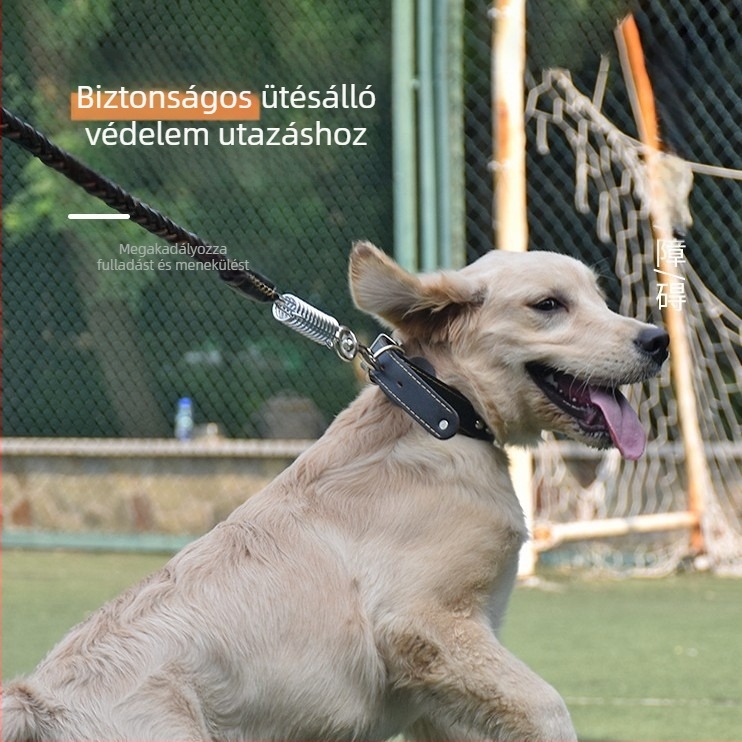 Tehénbőrből készült kutyapóráz közepes és nagytestű kutyák számára, alkalmas Golden Retriever és Német juhász számára