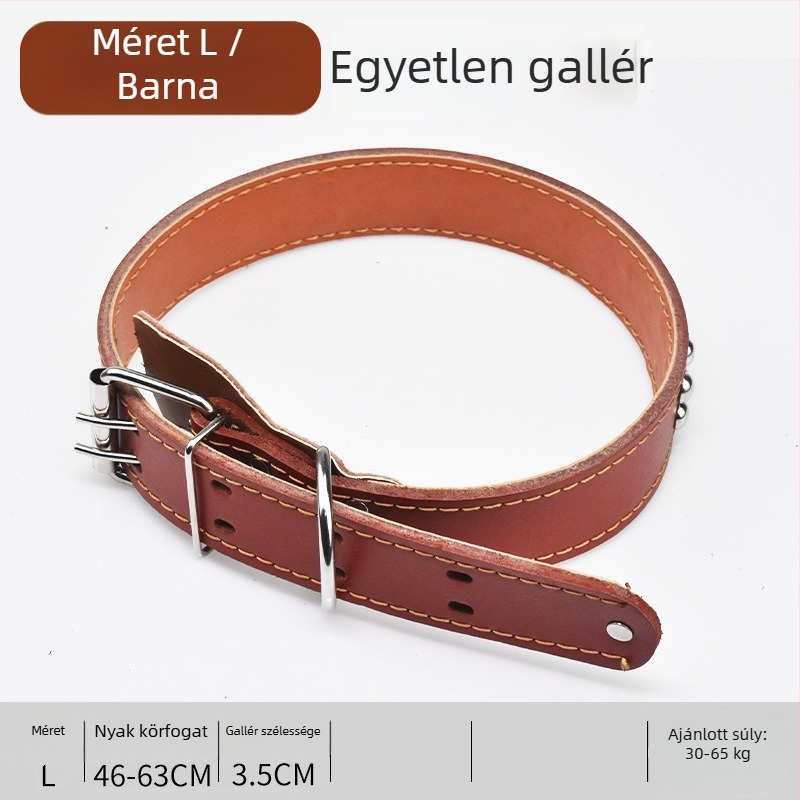Tehénbőrből készült kutyapóráz közepes és nagytestű kutyák számára, alkalmas Golden Retriever és Német juhász számára