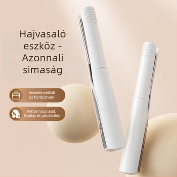 Vezeték nélküli töltésű mini hajegyenesítő negatív ionokkal, klip-stílus, kerámia melegítőlemezek, 16–20 mm hővezető