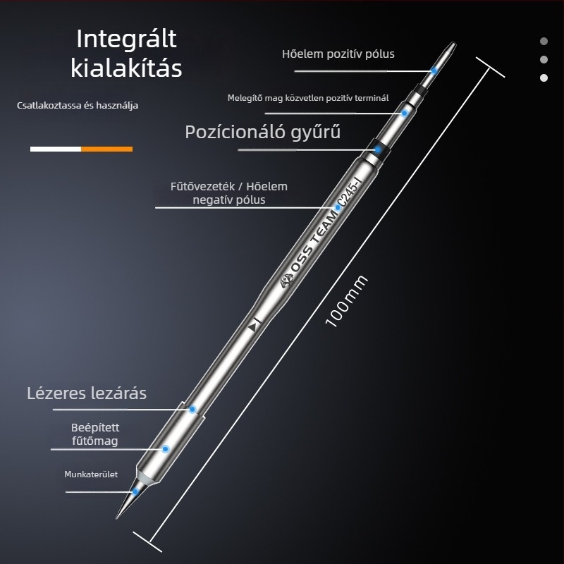 OSS TEAM C245 Állandó hőmérsékletű forrasztóállomás, Univerzális forrasztócsúcs, Beépített forrasztófej, Egyenes és ferde csúcs