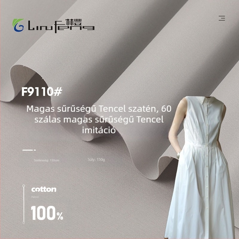 Inghez való anyag - 60s magas sűrűségű satin-szövésű pamut (imitáció Tencel), 100% pamut, festett, tavasz–nyár