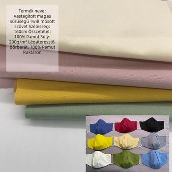 Mosott pamut twill szövet nadrágokhoz, 165 cm széles, 190 g/m², 100% pamut