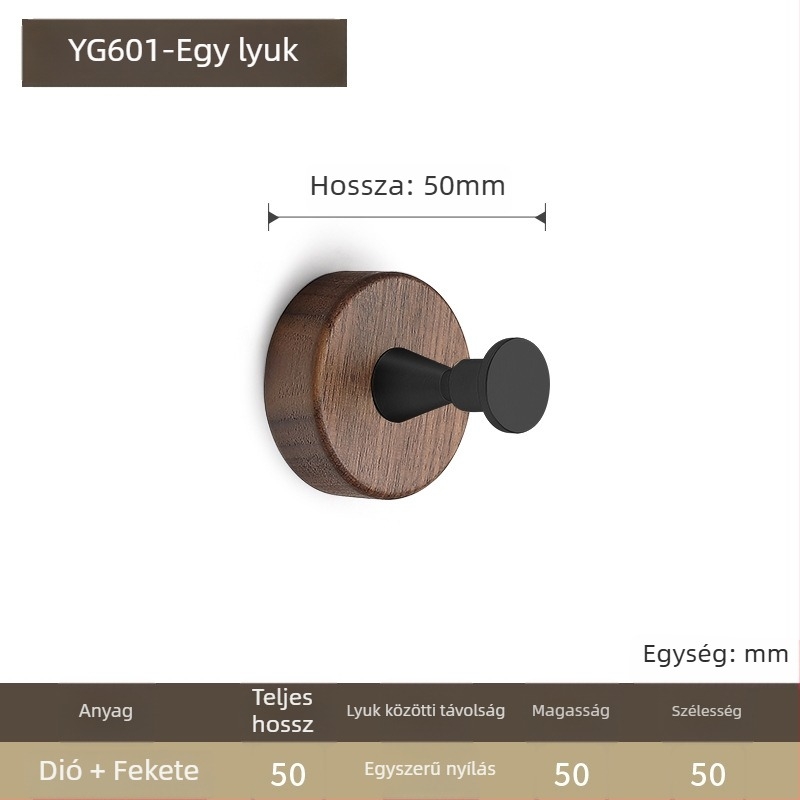 Diófából készült falikampó ruháknak, modell YG601, gravírozott, gardróbhoz, modern minimalist stílus