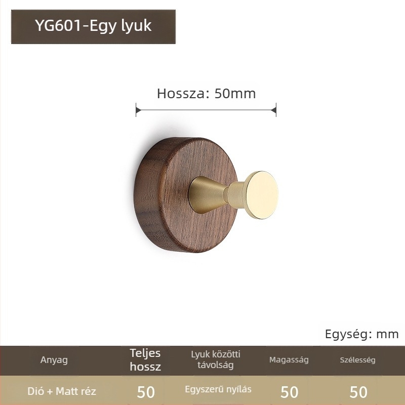 Diófából készült falikampó ruháknak, modell YG601, gravírozott, gardróbhoz, modern minimalist stílus