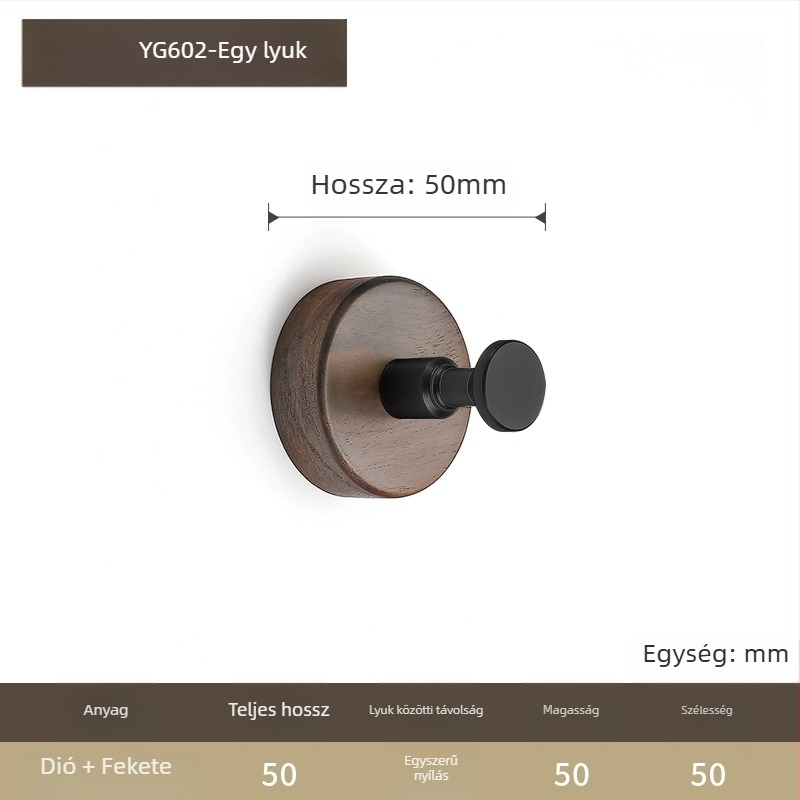 Diófából készült falikampó ruháknak, modell YG601, gravírozott, gardróbhoz, modern minimalist stílus