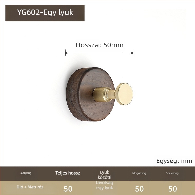 Diófából készült falikampó ruháknak, modell YG601, gravírozott, gardróbhoz, modern minimalist stílus