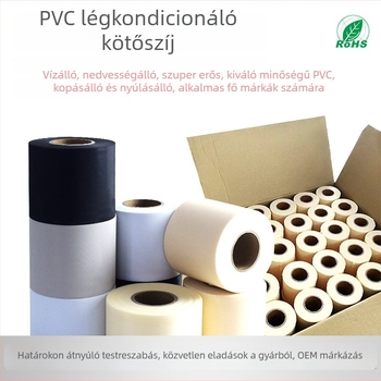 PVC csőburkoló szalag kültéri klímaberendezés egységéhez – ragasztómentes, szigetelés, vízálló. Jellemzők: Anyag PVC; Termikus vezetőképesség 0.035; Működtetési hőmérséklet 200; Nyírási szakadásig húzás ≥30; Nyomószilárdság ≥30