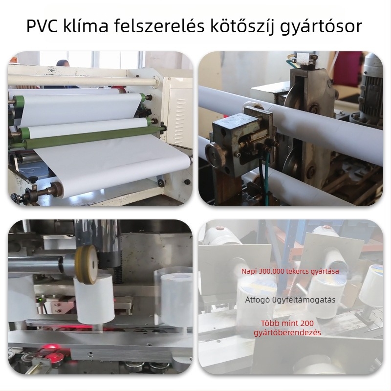 PVC csőburkoló szalag kültéri klímaberendezés egységéhez – ragasztómentes, szigetelés, vízálló. Jellemzők: Anyag PVC; Termikus vezetőképesség 0.035; Működtetési hőmérséklet 200; Nyírási szakadásig húzás ≥30; Nyomószilárdság ≥30