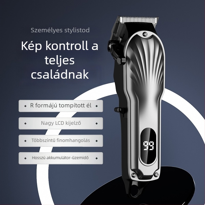 Professzionális elektromos hajvágó kerámia penge, brushless motor, cserélhető 1200–2000mAh akkumulátor, cserélhető mosható vágófej, vízálló