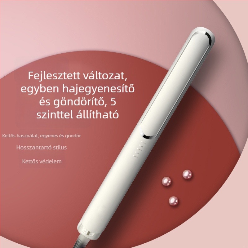 Kétfunkciós hajvasaló és göndörítő turmalin-kerámiával, 16-20 mm átmérőjű, 30 W, 220 V, 5 fokos hőmérséklet-szabályozás