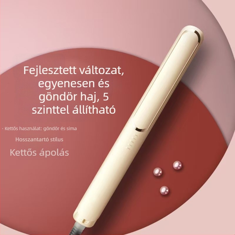 Kétfunkciós hajvasaló és göndörítő turmalin-kerámiával, 16-20 mm átmérőjű, 30 W, 220 V, 5 fokos hőmérséklet-szabályozás