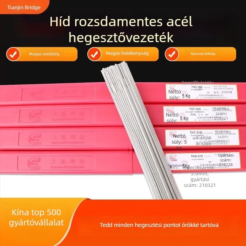 Bridge rozsdamentes acél argon ívhegesztő huzal, osztályok 304/308/309/316L, egyenes huzal, átmérő 2,5 mm