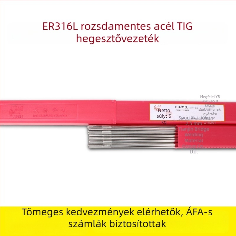 Bridge rozsdamentes acél argon ívhegesztő huzal, osztályok 304/308/309/316L, egyenes huzal, átmérő 2,5 mm