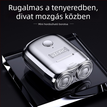 Úszó fejű elektromos borotva, forgó kettős penge, USB-töltés, mosható fej, 35–60 perc akkumulátoridő