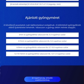 Rugalmas gyöngyfűző zsinór átlátszó kristály fonallal, termékkód Yd0004.0004, környezetbarát feldolgozás