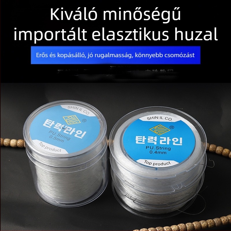 Rugalmas gyöngyfűző zsinór átlátszó kristály fonallal, termékkód Yd0004.0004, környezetbarát feldolgozás