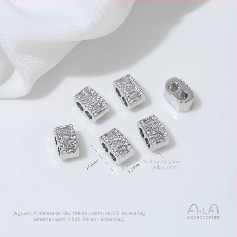 DIY ékszerkészítéshez: spacer gyöngyök disznóorr formával, kétlyukú, aranyozott, elektroplatinált, kód Z474