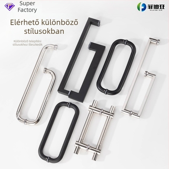 Rozsdamentes acél fürdőszobai ajtófogantyú üvegajtókhoz, beépített, ívelt alakú, polírozott felületű, alkalmas csúszó ajtókhoz