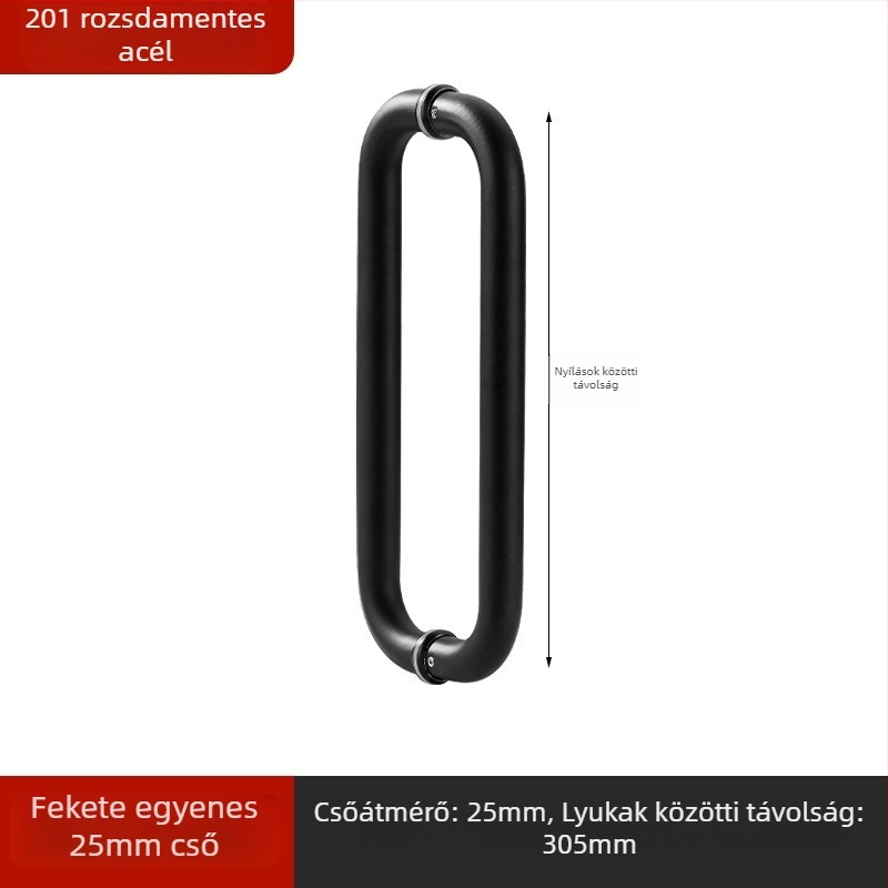 Rozsdamentes acél fürdőszobai ajtófogantyú üvegajtókhoz, beépített, ívelt alakú, polírozott felületű, alkalmas csúszó ajtókhoz