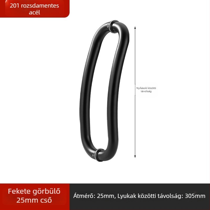 Rozsdamentes acél fürdőszobai ajtófogantyú üvegajtókhoz, beépített, ívelt alakú, polírozott felületű, alkalmas csúszó ajtókhoz