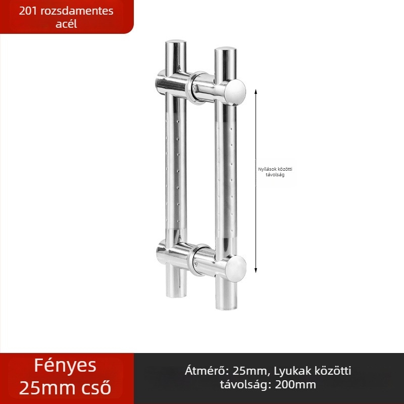 Rozsdamentes acél fürdőszobai ajtófogantyú üvegajtókhoz, beépített, ívelt alakú, polírozott felületű, alkalmas csúszó ajtókhoz