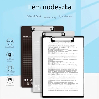 Nagy rozsdamentes acél dokumentumklip – fémből készült, számlatartó, irodai kellék