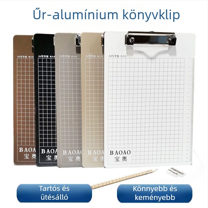 Nagy rozsdamentes acél dokumentumklip – fémből készült, számlatartó, irodai kellék
